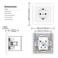 Eu interrupteurs et prises de courant 230 220v alimentation domestique électrique bord rond ue prise murale pvc