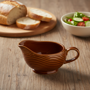 Taza de café de cerámica de 7,5 "con patrón de grano de madera, taza de leche pequeña ecológica con bote de salsa de embudo para uso Personal - Product Image 2