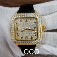 Montre mécanique carrée 3A, style AAA Carter Santo, bracelet en cuir véritable, Reloj Moissanita Para Hombre, Montre Homme