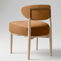 Chaise de salle à manger en cuir végétalien, faible MOQ, OEM/ODM, siège rembourré de luxe, chaises de mobilier de salle à manger pour grossistes/distributeurs