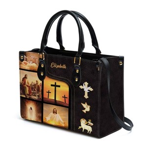 Sac personnalisé Jésus Agneau Croix Pu Sac Bas quantité minimale de commande Impression DropShip Cuir Biblle Sac à main pour les femmes - Product Image 1