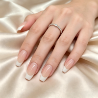 Faux ongles à presser personnalisés en gros, longs, style ballerine, French manucure, ombré, avec strass, réutilisables, pour salon