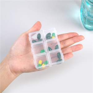 Transparent Plastic 6-Compartment Pillbox Small Portable Medicine Storage Case For On-The-Go Use - Product Image 2