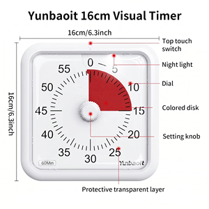 Minuteur de compte à rebours Yunbaoit 60 minutes 16x16cm, silencieux, pour la gestion du temps à la maison, à l'école ou au bureau, outil de concentration - Product Image 6