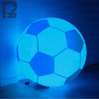 Ballon de football gonflable géant publicitaire en PVC de 2 m, hermétique, pour jeux de carnaval, ballon de football gonflable géant avec lumière LED