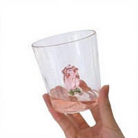 Verre à vin transparent unisexe en forme de cœur 3D haut de gamme, motif rose, résistant à la chaleur, simple paroi, grande capacité