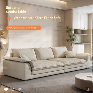 Sofá Moderno en Forma de Vela, Estilo Crema, Sofá Recto con Relleno de Plumón, Sofá de Tela Tecnológica Esmerilada para Sala de Estar - Product Image 4