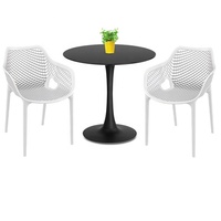 Chaise de salle à manger en polypropylène blanc empilable, avec accoudoirs en plastique, imperméable et durable, pour usage intérieur/extérieur, maison, bar, hôtel