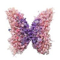 Rak Bunga Buatan Warna Ungu Bentuk Kupu-kupu untuk Dekorasi Pesta Ulang Tahun Hotel, Mawar, Gypsophila, Hydrangea, Dapat Dipindahkan, untuk Area Check-in
