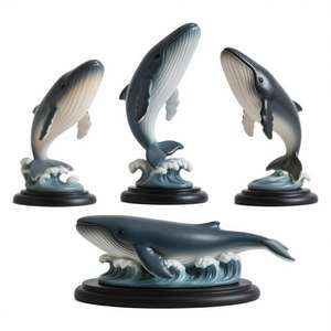 Esperma Baleia Resina Estátua Art - 5 "Minimalista Cetáceos Desk Escultura, Pewter Base Presente Executivo para Ocean Inspired Escritórios - Product Image 2