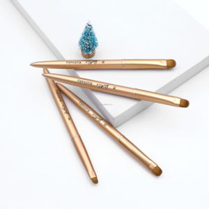 Pinceles de Uñas Ovalados con Punta Francesa, Mango Metálico de Lujo Color Oro Champán, Pelo Kolinsky, 100% Manicura Francesa, Tamaños 8-16 para Diseño de Uñas - Product Image 4