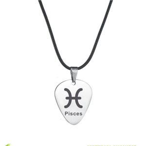Collar de Acero Inoxidable con Diseño de Zodíaco <span class=keywords><strong>y</strong></span> Púa de Guitarra, Moderno <span class=keywords><strong>y</strong></span> Creativo, Personalizado, para Regalo de <span class=keywords><strong>Pareja</strong></span>, Venta al por Mayor - Product Image 5