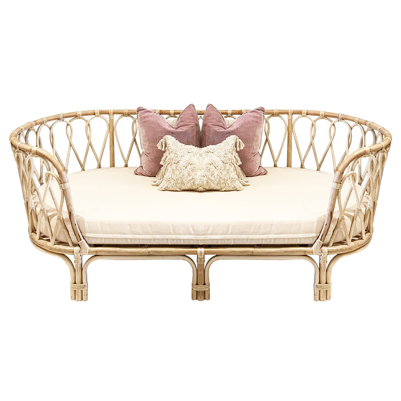 Garden Sunshine Room Cane Sofa Furniture Living Room Leisure Double Sofa Handmade Natural Rattan Wicker Sofa