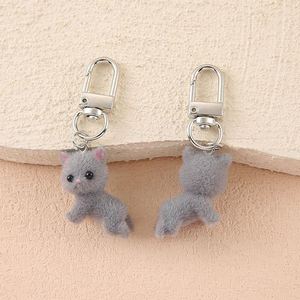 Wholesale Flocking Keychain Cartoon Animal <b>Doll</b> Cat Pig Dog Key Chains Resin Pom Pom Keyring Bag Charms Accessories - Product Image 3