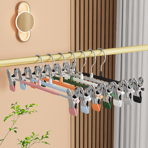 <b>Plastic</b> Coated Trouser Hanger Anti Slip Thickened Telescopic Clip Multi Functional Household Clothes Hanger Stainless Steel - Product Image 3