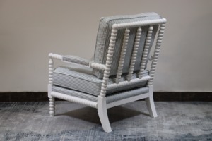 Wooden Single Sofa Linen Living Room Furniture Lounge <strong>Spindle</strong> Upholstered Arm <strong>Chair</strong> - Product Image 6