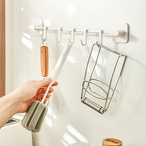 Wall Mounted Kitchen <b>Hook</b> Rack 40cm Five <b>Hooks</b> Self <b>Adhesive</b> Multifunctional For Utensils Spoon Spatula Towel Storage - Product Image 1