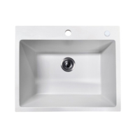 Évier de cuisine OEM en granit composite personnalisable 10 couleurs 24 pouces 24*18*8" Noir à encastrer sous plan, cuve unique en pierre de quartz moderne à un trou