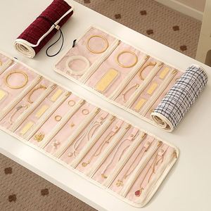 Foldable Roll Jewelry Organizer Storage Bag for Earrings, Necklaces, Rings, Bracelets - Product Image 1