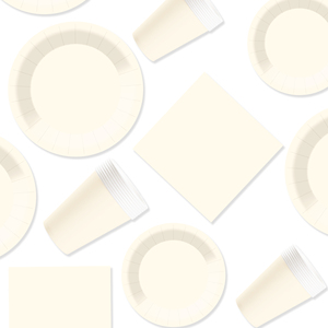 DAMAI - Juego de Vajilla Desechable de Papel Color Crema para Fiestas, Platos de 7 y 9 Pulgadas, Vasos de Papel y Servilletas - Product Image 5