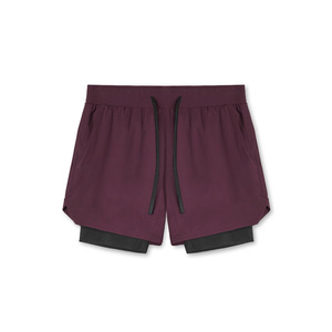 Shorts d'été pour hommes S-3XL, deux couches, avec poches, pantalon de surf, couleur unie, taille élastique à cordon, grande taille, short de plage pour hommes - Product Image 5