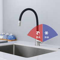Robinet de cuisine moderne en acier inoxydable 304 à 2 fonctions, à un seul trou, à montage sur plan, pour usage hôtelier, rotation à 360 degrés