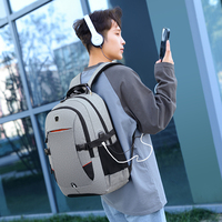 Sac à dos élégant pour ordinateur portable de course de 15,6 pouces, noir, tendance, avec fermeture éclair, fonction USB portable