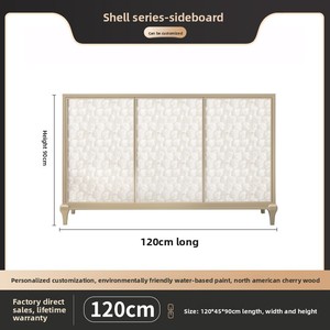 Shell Solid Wood Light Luxury <strong>Sideboard</strong> Integrated Wall <strong>Kitchen</strong> Storage <strong>Cabinet</strong> with Champagne Gold Finish for Small Apartments - Product Image 6