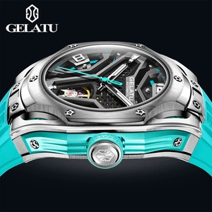 Montre automatique pour homme GELATU 6007, livraison directe, haute qualité, tourbillon, cristal saphir, bracelet en silicone, étanche en profondeur - Product Image 6