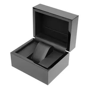 Custom Logo Paper Luxury Wrist Black Watch Gift Packaging Boxes Watch Box WIth Pillow