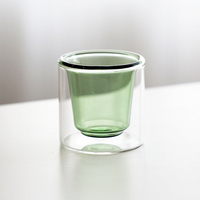 Vente en gros de gobelets en verre intérieur rose à double paroi gobelet en verre borosilicate résistant à la chaleur pour café et thé au lait