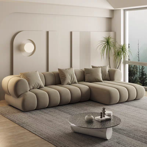 Modern <b>L</b>-<b>Shaped</b> Sectional <b>Sofa</b> Set with Stainless Steel Legs Fabric <b>Covered</b> Compressed Design for Living Room Furniture - Product Image 3