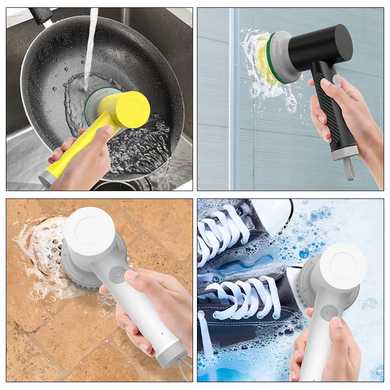 Escova mágica elétrica multifuncional 8 em 1 sem fio, escova de limpeza elétrica personalizada, ideal para vendas, com rotação, purificador elétrico