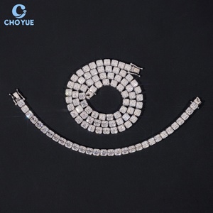 Cadena de tenis de moissanita talla princesa con incrustaciones de circonitas, de plata 925 chapada en oro, collar estilo hip hop, pasa el test de diamante, joyería fina al por mayor - Product Image 4