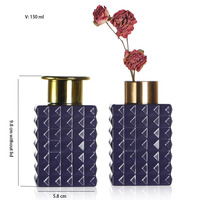 Botol Diffuser Aroma Kaca Ungu Tua Bentuk Persegi 150ml dengan Tutup Emas