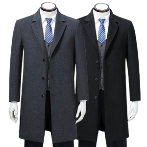 <span class=keywords><strong>Trench</strong></span>-<span class=keywords><strong>coat</strong></span> <span class=keywords><strong>homme</strong></span> en laine mélangée à pois col cranté simple boutonnage pardessus mi-<span class=keywords><strong>long</strong></span> veste d'affaires - Product Image 1