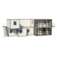 Casa Modular de Contenedores en Forma de L de 2 Pisos, Estructura de Acero Prefabricada, Edificio de Contenedores para Oficina o Dormitorio