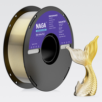 Filament d'imprimante 3D NAGA Silk Dual Color PLA 1,75 mm, bobine de 1 kg, finition brillante soyeuse, filament d'imprimante 3D brillant or argent