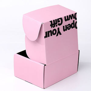 Boîtes d'emballage personnalisées en carton ondulé recyclé rose pour cadeaux, papier, parfum, cosmétiques, envois postaux - Product Image 1