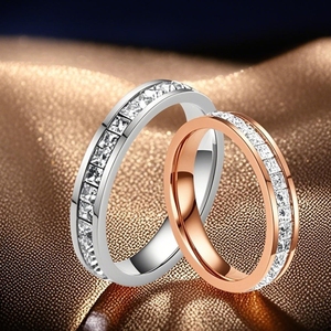 Bague en acier inoxydable de couleur or rose, bijoux de mode en gros, ciel étoilé, pour hommes et femmes - Product Image 1