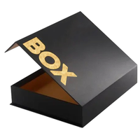 Boîte cadeau en carton noir magnétique personnalisée de luxe en forme de livre avec revêtement UV et doublure en éponge, MOQ 50 pièces, recyclable