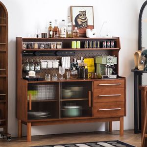Buffet en bois massif <span class=keywords><strong>de</strong></span> style français, armoire <span class=keywords><strong>de</strong></span> rangement moderne avec tiroirs, élégante armoire buffet pour salon et salle à manger - Product Image 4