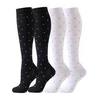 Chaussettes de compression personnalisables en fibre de bambou, hauteur genou, avec design de revers et de semelle, couleur unie, pour le sport et le fitness