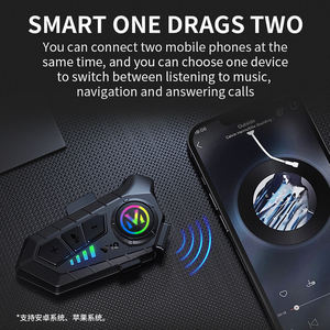 خوذة دراجة نارية Y10 سماعة رأس لاسلكية بدون استخدام اليدين bmah سماعة أذن IPX6 مقاومة للماء مشغل MP3 - Product Image 4