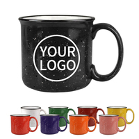 Tasse à thé en céramique en grès imitation émail noir moucheté 15 oz avec logo personnalisé pour cadeau promotionnel