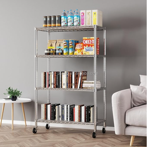 J & C Chrome <span class=keywords><strong>5</strong></span>-Tier kệ đơn vị với 4-<span class=keywords><strong>SHELF</strong></span> Liners có thể điều chỉnh Heavy Duty dây thép kệ đơn vị cho nhà để xe, nhà bếp văn phòng - Product Image 1