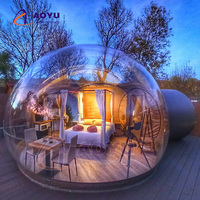Dômes géodésiques transparents pour le glamping en plein air avec salle de bain, tentes gonflables transparentes de luxe