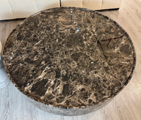 Table basse en marbre naturel gris foncé, durable, style moderne minimaliste, pour salon, meubles de maison, table à thé pour villa, hôtel