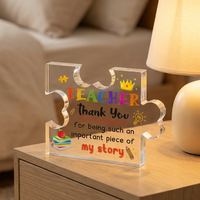 Plaque de remise de diplôme personnalisée pour la maternelle, puzzle en acrylique, cadeau de remerciement pour les enseignants, base en bois, lot de panneaux PMMA personnalisés
