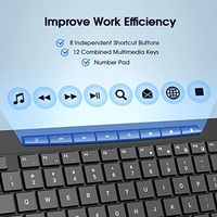 Teclado Inalámbrico Multidispositivo OEM ODM 2.4G, Teclado de PC de Tamaño Completo Dual con 8 Teclas Multimedia, Compatible con PC y Laptop